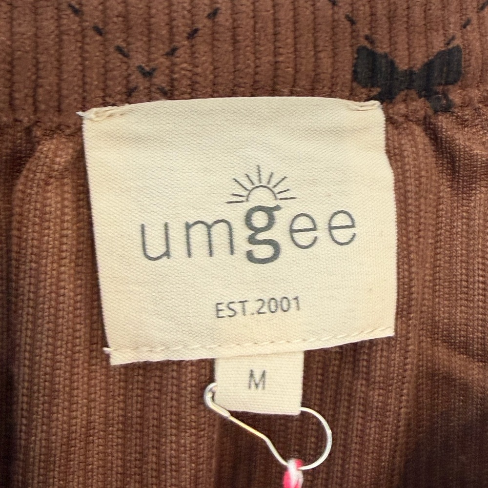 Umgee Soft Brown Bow-Print Peasant Blouse - Picture 5 of 6